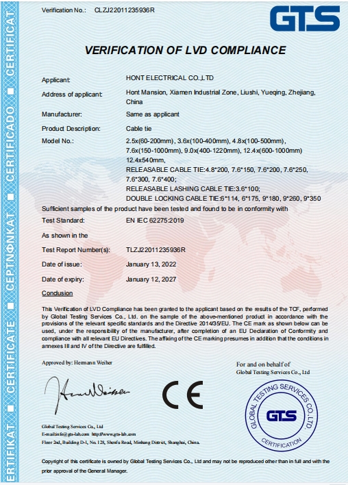 Cable tie CE certificatein