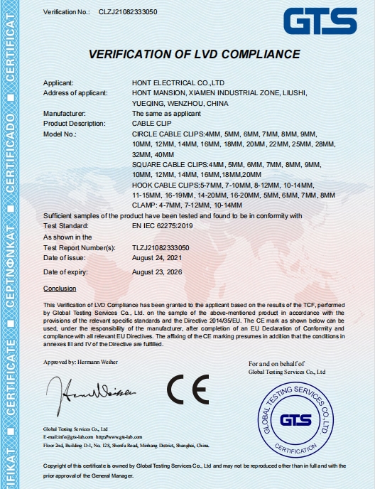 Cable clip CE certificatein